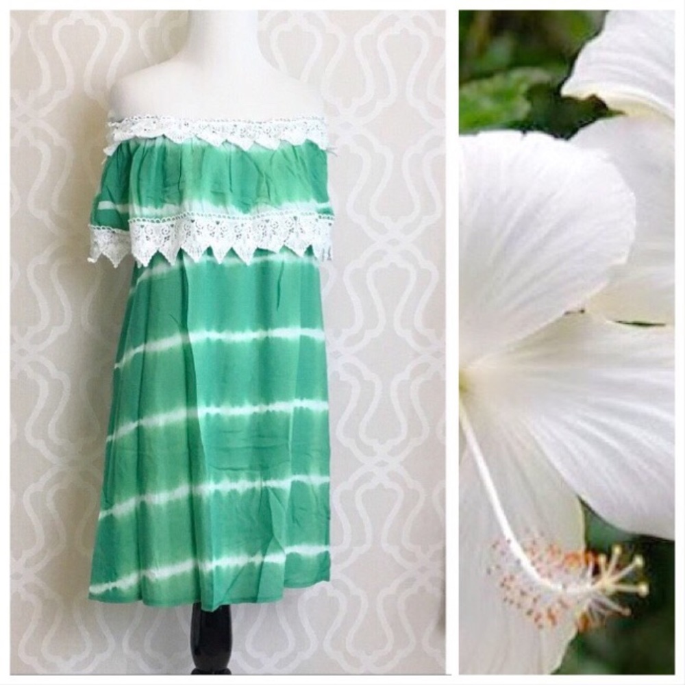 *CLEARANCE* Boho Green Tie Dye Mexican Dress - Picture 6 of 6